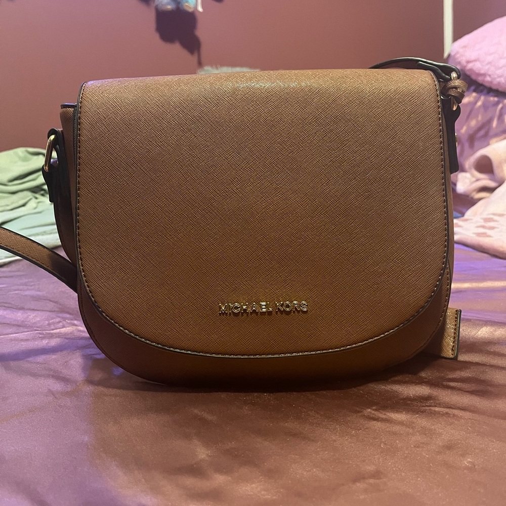 Michael Kors Hamilton Brown Leather Crossbody Bag